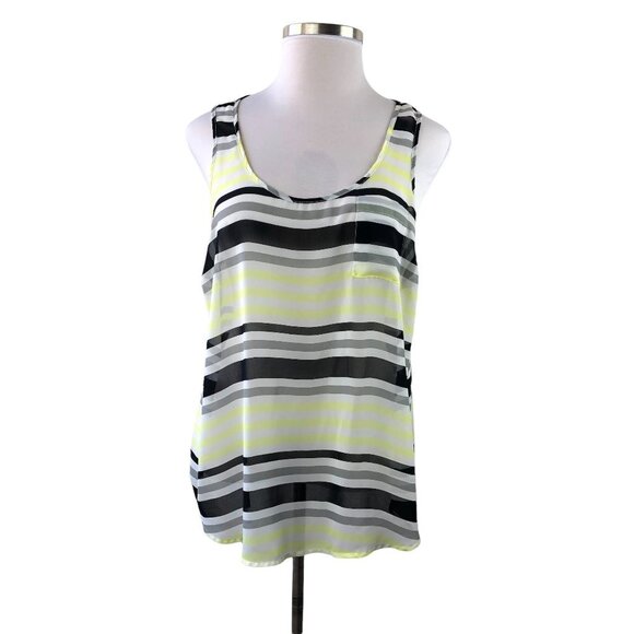 Torrid Sheer Chiffon Striped Sleeveless Top Yellow HW3880 - Picture 5 of 5